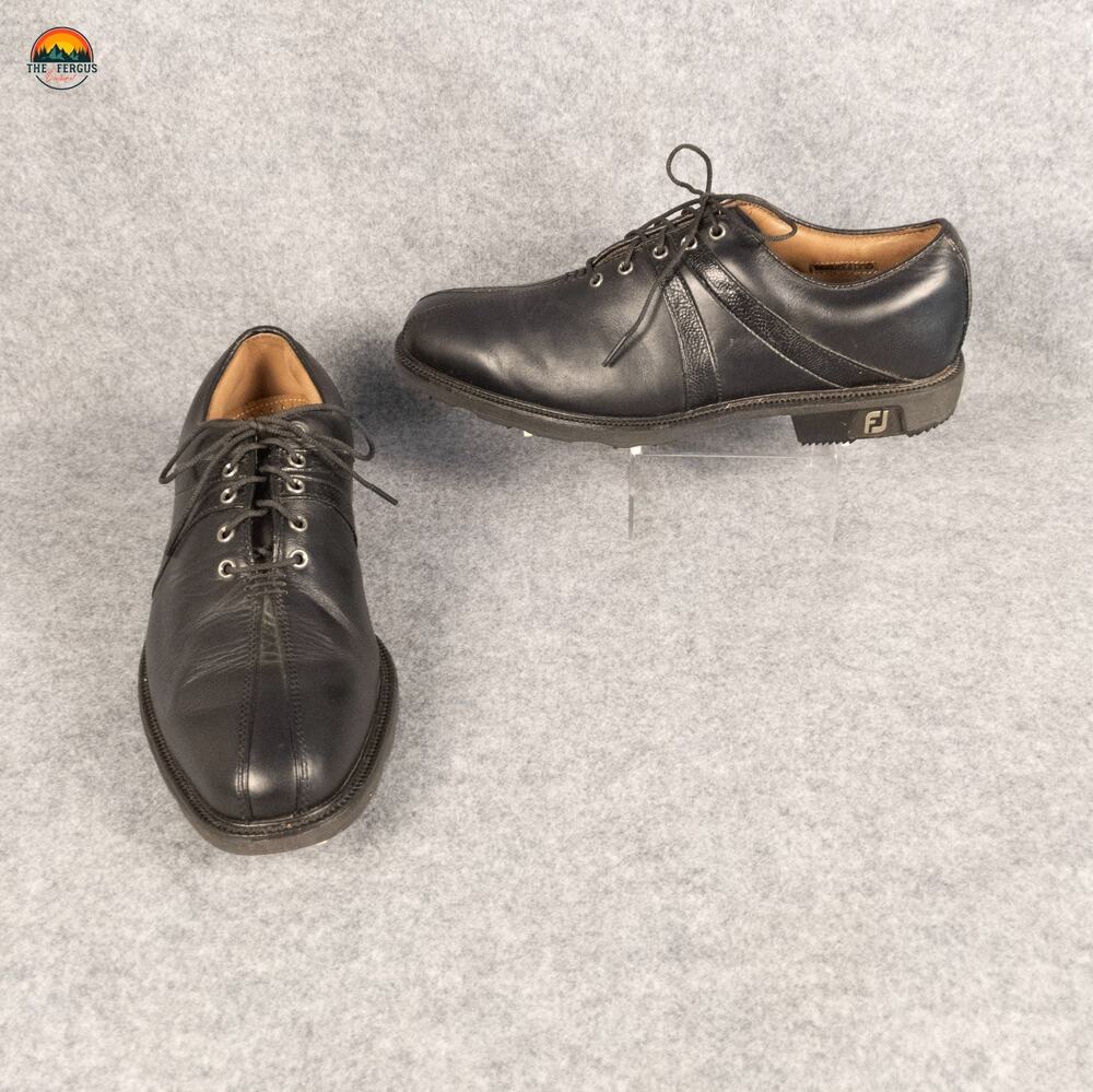 FootJoy Oxford Dress Golf Shoes Black Leather Lace-Up Preppy Men's Size 7.5M